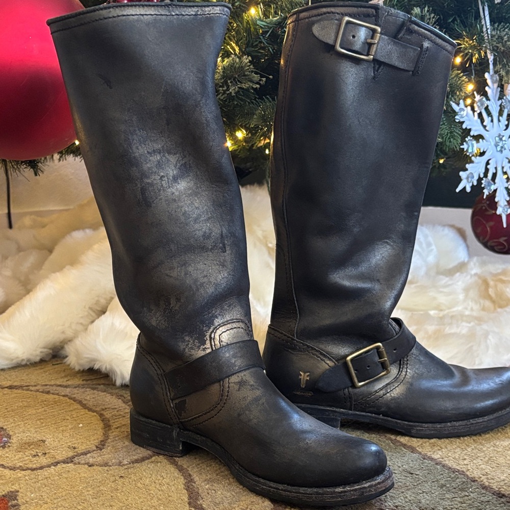 Black Leather Knee-High Boots